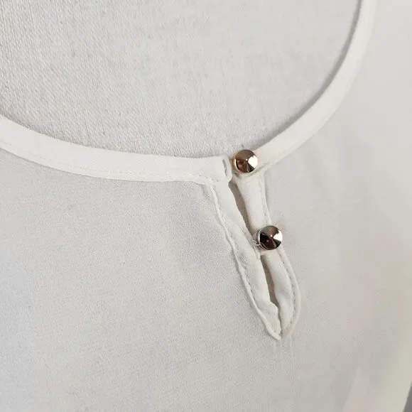 MINE Womens Size Small Cream White Sheer Long Sleeve Summer Spring‎ Blouse - Picture 4 of 10